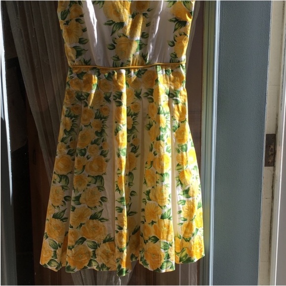 LOFT Yellow and Green Floral Dress Size 2P Petite Perfect For Summer - Picture 5 of 10